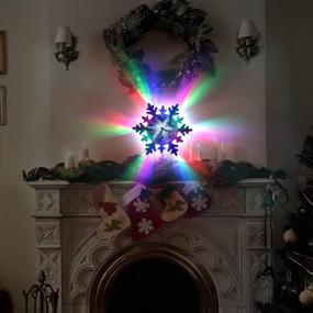 img 2 attached to 🎄 Silver Lighted Snowflake Christmas Tree Topper with Adjustable 10 Colorful Lighting Modes - Rotating Rainbow Projector Lights for Wall, Home Decor, and Festive Ornaments