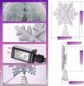 img 1 attached to 🎄 Silver Lighted Snowflake Christmas Tree Topper with Adjustable 10 Colorful Lighting Modes - Rotating Rainbow Projector Lights for Wall, Home Decor, and Festive Ornaments