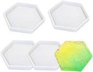 set of 4 hexagonal silicone coaster molds - resin mold for clear epoxy casting with resin, concrete, cement and polymer clay logo