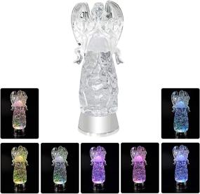 img 3 attached to 🎄 Add a Touch of Magic to Your Christmas Decor with Wondise 11-Inch Color Changing Angel Lighted Snow Globe Water Lamp