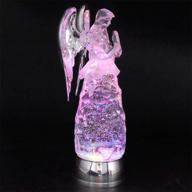 🎄 add a touch of magic to your christmas decor with wondise 11-inch color changing angel lighted snow globe water lamp логотип