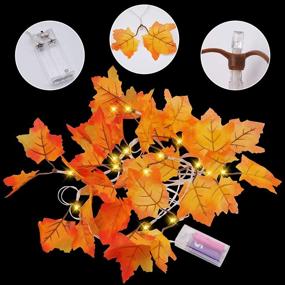 img 3 attached to 🍁 Thanksgiving Fall Garland String Lights - Pack of 2, 9 Feet 20 LED Maple Leaves String Lights with Warm Lights for Home Indoor Autumn Harvest Holidays Decor