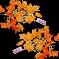 🍁 thanksgiving fall garland string lights - pack of 2, 9 feet 20 led maple leaves string lights with warm lights for home indoor autumn harvest holidays decor логотип