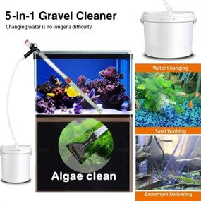 img 2 attached to 5-in-1 Aquarium Gravel Cleaner Water Changer Glass Scraper Fish Tank Sand Wash Pump Kit with Air-Pressing Button and Adjustable Water Flow Controller Clamp for Effective Fish Tank Gravel Cleaning
