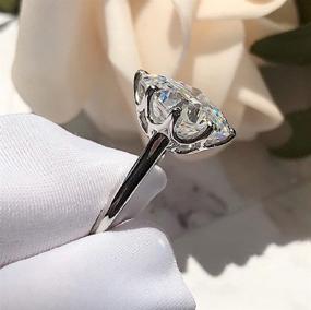 img 2 attached to 💍 18K White Gold Square Moissanite Simulated Diamond Ring | Fashion Engagement Ring CZ Zircon | Proposal Ring for Women | Size 8