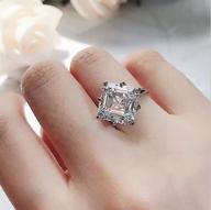 💍 18k white gold square moissanite simulated diamond ring | fashion engagement ring cz zircon | proposal ring for women | size 8 logo