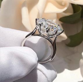 img 3 attached to 💍 18K White Gold Square Moissanite Simulated Diamond Ring | Fashion Engagement Ring CZ Zircon | Proposal Ring for Women | Size 8