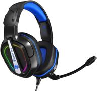 🎧 fachixy fc-200 stereo gaming headset: ps4 xbox ps5 compatibility, noise cancelling, rgb lights, mic and 50mm drivers (black blue) логотип