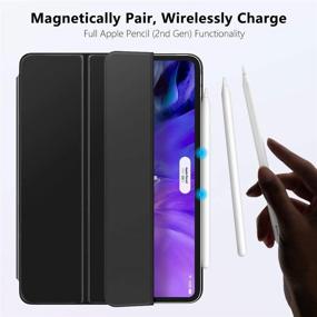 img 3 attached to 📱 MoKo Magnetic Smart Folio Case for iPad Pro 11 2nd Gen 2020 & 2018 [Supports Apple Pencil 2 Charging], Slim Lightweight Shell Stand Cover, Auto Wake/Sleep - Black