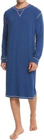 img 4 attached to SWOMOG Men's Crewneck Nightshirt Sleeve Nightgown: Comfortable & Stylish Men's Clothing for a Good Night's Sleep