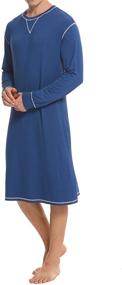 img 3 attached to SWOMOG Men's Crewneck Nightshirt Sleeve Nightgown: Comfortable & Stylish Men's Clothing for a Good Night's Sleep