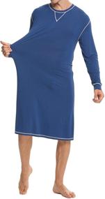 img 1 attached to SWOMOG Men's Crewneck Nightshirt Sleeve Nightgown: Comfortable & Stylish Men's Clothing for a Good Night's Sleep