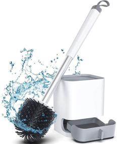 img 1 attached to 🚽 Silicone Bristle Toilet Bowl Cleaner Brush and Holder Set by CEREECOO - White, Ideal for Bathroom