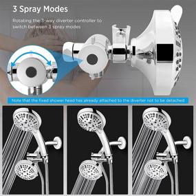 img 3 attached to 🚿 Soobest 4.2 Inch High Pressure Handheld Shower Head Combo - 9 Spray Functions, 3-Way Dual Showerhead with Hose: Ultimate Shower Experience Even at Low Flow!