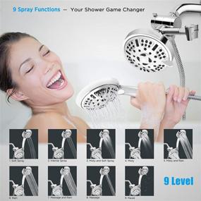 img 2 attached to 🚿 Soobest 4.2 Inch High Pressure Handheld Shower Head Combo - 9 Spray Functions, 3-Way Dual Showerhead with Hose: Ultimate Shower Experience Even at Low Flow!