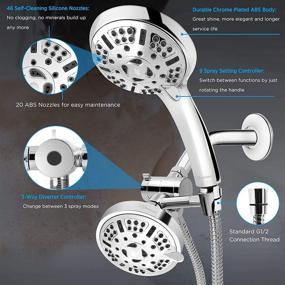img 1 attached to 🚿 Soobest 4.2 Inch High Pressure Handheld Shower Head Combo - 9 Spray Functions, 3-Way Dual Showerhead with Hose: Ultimate Shower Experience Even at Low Flow!