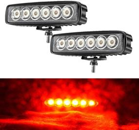 img 4 attached to AUXMOTEC Red Led Light Bar 2PCS 18W Spot Driving Fog Light Off-Road Work Light Waterproof Compatible For Jeep Boat ATV SUV Truck Pick-Up Van Fishing Hunting Navigation 12V 24V