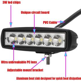 img 1 attached to AUXMOTEC Red Led Light Bar 2PCS 18W Точечное вождение Противотуманные фары Внедорожный рабочий фонарь Водонепроницаемый Совместимость с джип-лодкой ATV SUV Truck Pick-Up Van Fishing Hunting Navigation 12V 24V