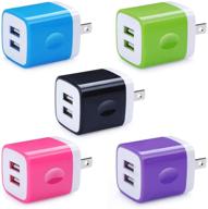 5 pack dual port usb wall charger huhuta - 2.1a fast charging 🔌 adapter box for iphone xs, ipad, samsung galaxy s21 s20 s9, google pixel and more logo