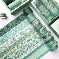 🌿 doraking 12rolls green plants theme decorative washi masking tapes set - perfect for scrapbooking, gift wrapping, and crafts! logo