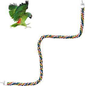 img 4 attached to 🦜 Bird Rope Perch Toy: Colorful and Comfy for Parrots, Cockatiels, Parakeets, Budgies - Large 41 Inch Size