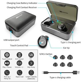 img 1 attached to 🎧 Превосходные беспроводные наушники True Wireless с Bluetooth 5.0 - дисплей для отображения уровня заряда аккумулятора и водонепроницаемый дизайн - высококачественный 3D стерео звук - встроенный микрофон и длительность воспроизведения до 300 часов