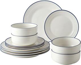 img 4 attached to Enhanced SEO: Pokini 🍽️ 12-Piece Threaded Porcelain Dinnerware Set