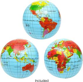 img 3 attached to 🌍 ArtCreativity Inflatable World Globe Ball Set: 6-Pack Blue and Clear Earth Map, 16" Beachball for Kids - Pool Fun Toys, Learning and More