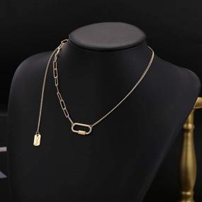 img 3 attached to 🎁 Dainty Gold-Tone Link Chain Paperclip Necklace - Adjustable Y Chain Necklace for Women, Perfect Gift for Sister and Mother