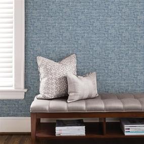 img 3 attached to Navy Poplin Texture Peel & Stick Wallpaper - NuWallpaper NU2918: Easy Application for Stylish Walls