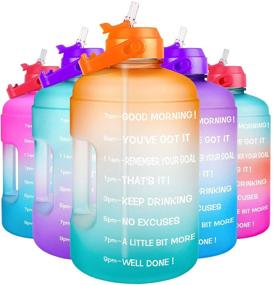 img 4 attached to 🥤 QuiFit 1 Gallon Water Bottle: Motivational Time Marker, Leak-Proof & BPA-Free - Large Capacity Jug with Straw for Gym, Sports, Outdoor