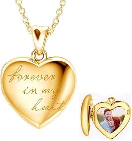 img 4 attached to Personalized 925 Sterling Silver Forever In My Heart Locket Necklace - Holds Pictures | Photo Picture Locket Necklace for Women & Girls