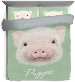 img 1 attached to 🐷 SUABO Soft 3-Piece Twin Duvet Cover Set - Cute Pink Pig Bedding Quilt Covers for Kids