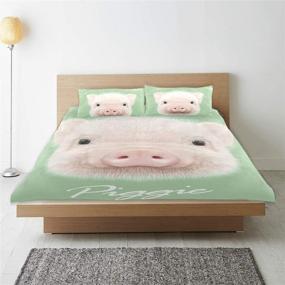 img 3 attached to 🐷 SUABO Soft 3-Piece Twin Duvet Cover Set - Cute Pink Pig Bedding Quilt Covers for Kids