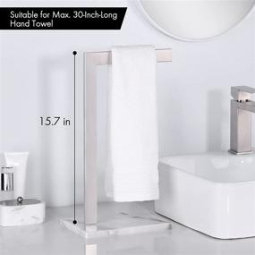 img 3 attached to 🔲 Stainless Steel Hand Towel Rack with Marble Base - L-Shaped Hand Towel Holder Stand for Bathroom Vanity Countertop - Brushed Finish by KES, BTH220A-2