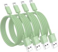 🍏 apple mfi certified 6ft iphone charging cables - 4 pack, fast lightning charger cord for iphone 12/11/11pro/11max/ x/xs/xr/xs max/8/7, ipad - green logo