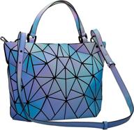 harlermoon geometric luminous holographich reflactive women's handbags & wallets logo