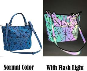 img 3 attached to Harlermoon Geometric Luminous Holographich Reflactive Women's Handbags & Wallets