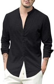 img 4 attached to Button Shirts Sleeve Casual Blouse Men's Clothing for Shirts
