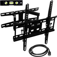 📺 mount-it! corner tv wall mount bracket - full motion, dual arm articulating, vesa 400 x 400 compatible, swivel, tilt - fits 32-50 inch tvs, 115 lbs capacity w/ hdmi cable - black logo