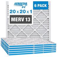 🌬️ aerostar 20x20x1 merv 13 pleated air filter - 6 pack for ac furnace - high efficiency - actual size: 19 3/4" x 19 3/4" x 3/4 logo