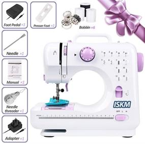 img 4 attached to 🧵 Portable Mini Sewing Machine with 12 Stitches, 2 Speeds, LED Light, and Foot Pedal - Heavy Duty Electric Overlock for Small Household Sewing - Includes Free Gift of White/Black Thread