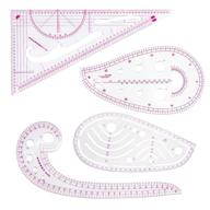 📏 4-piece hlzc fashion clear metric sewing ruler set, french curve pattern making ruler kit for beginners tailors designers logo