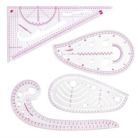 img 4 attached to 📏 4-Piece HLZC Fashion Clear Metric Sewing Ruler Set, French Curve Pattern Making Ruler Kit for Beginners Tailors Designers