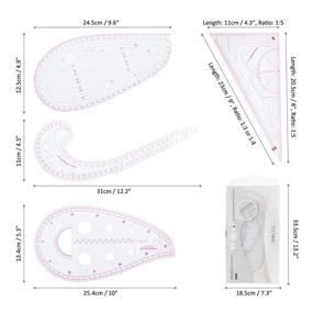 img 2 attached to 📏 4-Piece HLZC Fashion Clear Metric Sewing Ruler Set, French Curve Pattern Making Ruler Kit for Beginners Tailors Designers