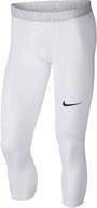 nike men's pro 3qt tight (white/pure platinum/black): optimal performance and style логотип