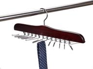 👔 amber home wood tie hanger: 24 ties storage rack with smooth cherry color - closet accessory organizer for necktie scarves логотип