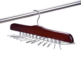 img 1 attached to 👔 Amber Home Wood Tie Hanger: 24 Ties Storage Rack with Smooth Cherry Color - Closet Accessory Organizer for Necktie Scarves