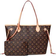 👜 stylish woqed handbags for women: large tote purses with top handle, satchel bags, and leather shoulder purse - 2 sets including small wallet logo