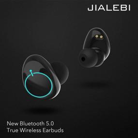 img 3 attached to Black True Wireless Earbuds 5.0, Souleader Deep Bass HiFi Sports Earbuds, Sweat Proof Earphones with Built-in Microphone, Double Ear Call